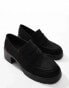 ASOS DESIGN Wide Fit Scribble chunky mid heeled loafers in black