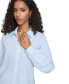 Women's Pinstriped Covered-Placket Long-Sleeve Blouse