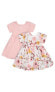 ფოტო #1 პროდუქტის Baby Girls' Pink Floral Short Sleeve Dresses, 2-Pack