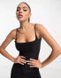 Фото #4 товара Fashionkilla sculpted square neck cami bodycon mini dress with low back in black