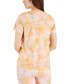 Фото #2 товара Women's Printed Birdseye-Mesh Short-Sleeve Top, Created for Macy's