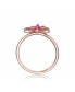 ფოტო #2 პროდუქტის Sterling Silver with 18K Rose Gold Plated Red Cubic Zirconia Small Butterfly Ring