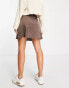 Monki satin mini skirt in brown