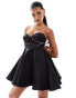 Фото #2 товара ASOS DESIGN diamante trim corset mini dress with full skirt in black