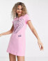 Фото #1 товара Love Moschino poetry heart logo t-shirt dress in pink