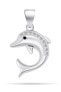 Фото #1 товара Cute silver pendant with zircons Dolphin PT104W