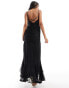 ASOS DESIGN ruched front high low frill maxi dress in black