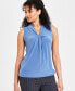 ფოტო #1 პროდუქტის Petite Knot-Front Sleeveless Top