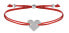 Плетеный браслет с сердечком красный / стальной