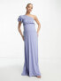 Фото #4 товара TNFC Maternity Bridesmaid ruffle shoulder maxi dress in powder blue