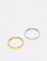 Lost Souls stainless steel pack of 2 3mm band rings in platinum and gold