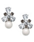ფოტო #1 პროდუქტის Silver-Tone Crystal & Imitation Pearl Drop Earrings, Created for Macy's