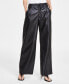 ფოტო #1 პროდუქტის Women's Faux-Leather Wide-Leg Pants