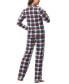 ფოტო #2 პროდუქტის Women's Long Sleeve Notch Collar Top with Lounge Pants 2 Piece Pajama Set