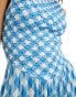 ASOS DESIGN crinkle shirred bodice maxi dress with open back in gingham print