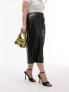 Фото #4 товара Topshop Curve leather seamed midi skirt in black