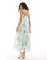 Forever New tiered midaxi dress in green and blue floral Blau-grün geblümt, 40 - фото #3