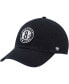Фото #1 товара Men's Black Brooklyn Nets Alternate Logo Team Clean Up Adjustable Hat