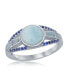 Фото #1 товара Sterling Silver Round Larimar Open Shank Sapphire CZ Ring