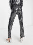 4th & Reckless Tall sequin tailored trouser co-ord in silver