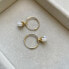 Round gold-plated earrings with moonstone 2in1