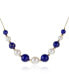 Фото #1 товара White Freshwater Cultured Pearls (6.5-9.5mm) with Blue Lapis (27 ct. t.w), and Gold Beads (3mm) 18" Necklace in 14k Yellow Gold. Also Available with Onyx and Turquoise