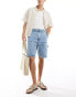 Фото #1 товара ONLY & SONS carpenter detail denim short in light blue wash