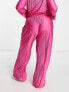 Фото #2 товара Simply Be co-ord plisse wide leg trousers in pink