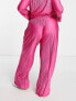 Simply Be co-ord plisse wide leg trousers in pink