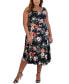 Фото #4 товара Plus Size Floral-Print Cowlneck Midi Dress