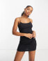 Фото #4 товара Miss Selfridge skinny strap rib cami dress in black