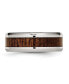 Stainless Steel Brown Koa Wood Inlay Enameled 8mm Band Ring