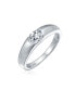 ფოტო #2 პროდუქტის Modern Simple Minimalist .50 CT Cubic Zirconia AAA CZ Round Solitaire Promise Engagement Ring For Women .925 Sterling Silver Plain Band