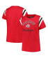 ფოტო #1 პროდუქტის Women's Scarlet Ohio State Buckeyes Plus Size Striped Tailgate Crew Neck T-shirt
