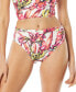 ფოტო #1 პროდუქტის Women's Classic Shirred-Waist Floral-Print Bikini Bottoms