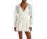 Фото #1 товара Hemant and Nandita Womens Crochet Long Sleeve Mini Dress White Size Large