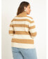 Фото #2 товара Plus Size Striped Mock Neck Sweater