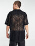 Фото #2 товара Reclaimed Vintage lace short sleeve shirt in black