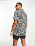 ASOS DESIGN relaxed revere shirt in grey paisley print