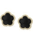 ფოტო #3 პროდუქტის EFFY® Onyx & Diamond (1/5 ct. t.w.) Flower Halo Stud Earrings in 14k Gold