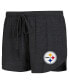 Women's Black, Gold Pittsburgh Steelers Raglan Long Sleeve T-shirt Shorts Lounge Set