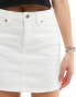 Stradivarius denim mini skirt in white