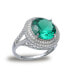 ფოტო #1 პროდუქტის Green Cubic Zirconia Double Pave Row Ring (7-1/2 ct. t.w.) In Sterling Silver