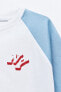 Фото #8 товара Укороченная футболка varsity с цифрами и надписью ZARA