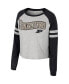 ფოტო #2 პროდუქტის Women's Heather Gray Purdue Boilermakers I'm Gliding Here Raglan Long Sleeve Cropped T-shirt