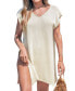 ფოტო #1 პროდუქტის Women's Knit Short Sleeve V-Neck Mini Cover-Up