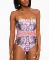 Фото #1 товара Bar Iii 276797 Mixed Messages Printed One-Piece Swimsuit, Swimsuit, SM, Multi