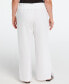 Фото #2 товара Plus Size Linen Blend Pull-On Wide Leg Pant with Side Slit