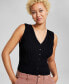 Women's Ribbed Button-Up Sweater Vest, Created for Macy's