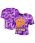 ფოტო #1 პროდუქტის Women's Purple Clemson Tigers Cloud-Dye Cropped T-shirt